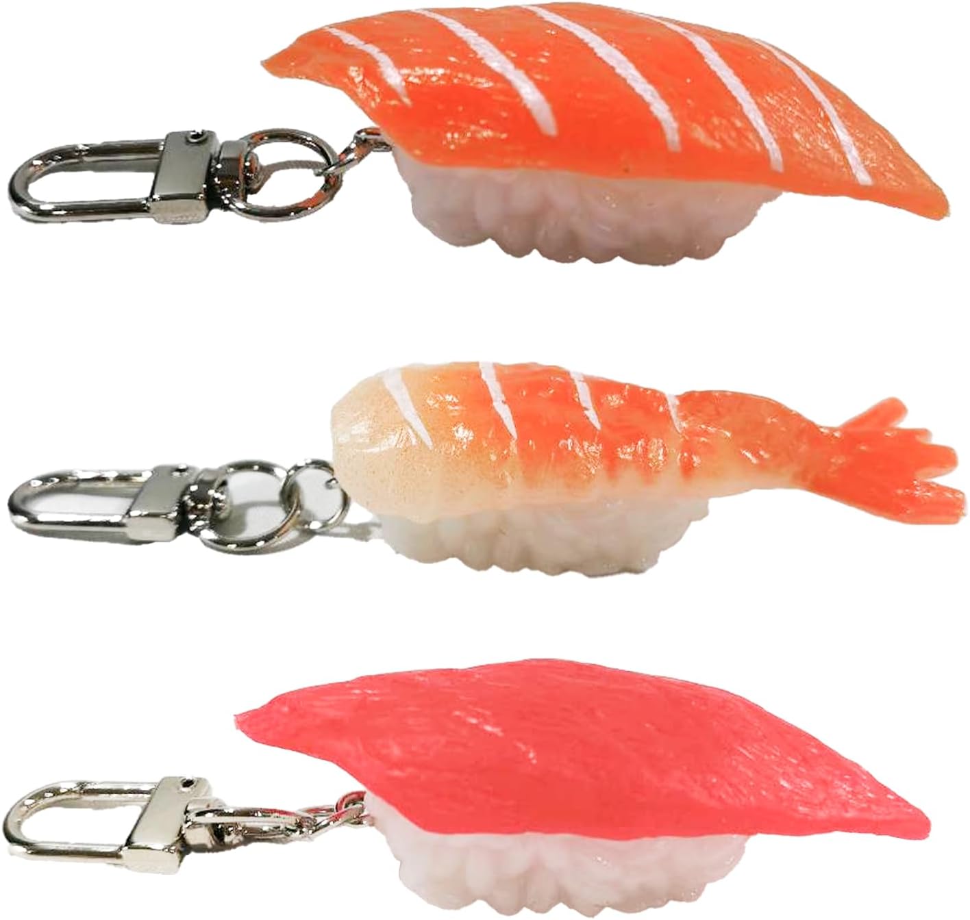 [hjnet] [Let's take the flavor of Japan] Real Sushi Key Chain, Set of 3, Food Sample, Japanese Souvenir, Tuna, Shrimp, Salmon, Japanese Souvenir