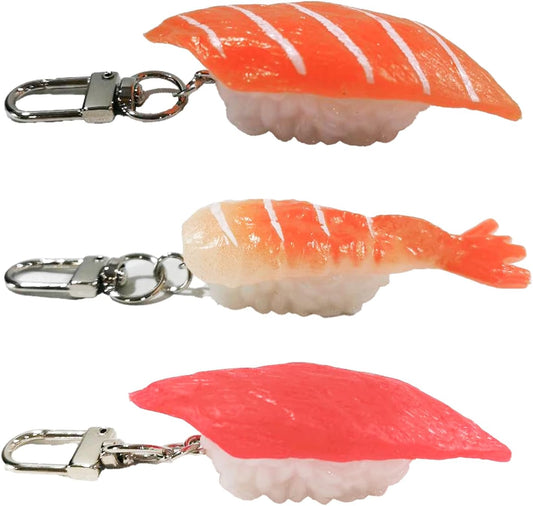 [hjnet] [Let's take the flavor of Japan] Real Sushi Key Chain, Set of 3, Food Sample, Japanese Souvenir, Tuna, Shrimp, Salmon, Japanese Souvenir