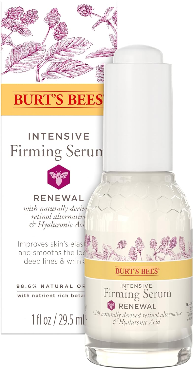 Burt's Bees - Suero facial alternativo al retinol, cuidado facial con ácido hialurónico, cuidado intensivo de la piel reafirmante, 1 onza