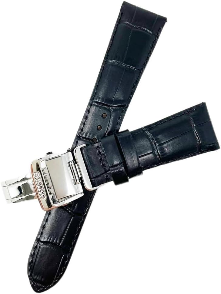 Seiko Time Lab Co., Ltd. Watch Band, Cowhide Calf, Black, Belt, D Buckle, Men's Watch Cloth (with Care Set)