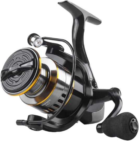 Spinning Reel, Saltwater Fishing, Distant Throw Reel, Bass, Sea Bass, Jigging, Cherry Mass, Ajing, Ice Fishing, Freshwater Fishing, All Metal, 12BB 5.2:1, Shock Resistant