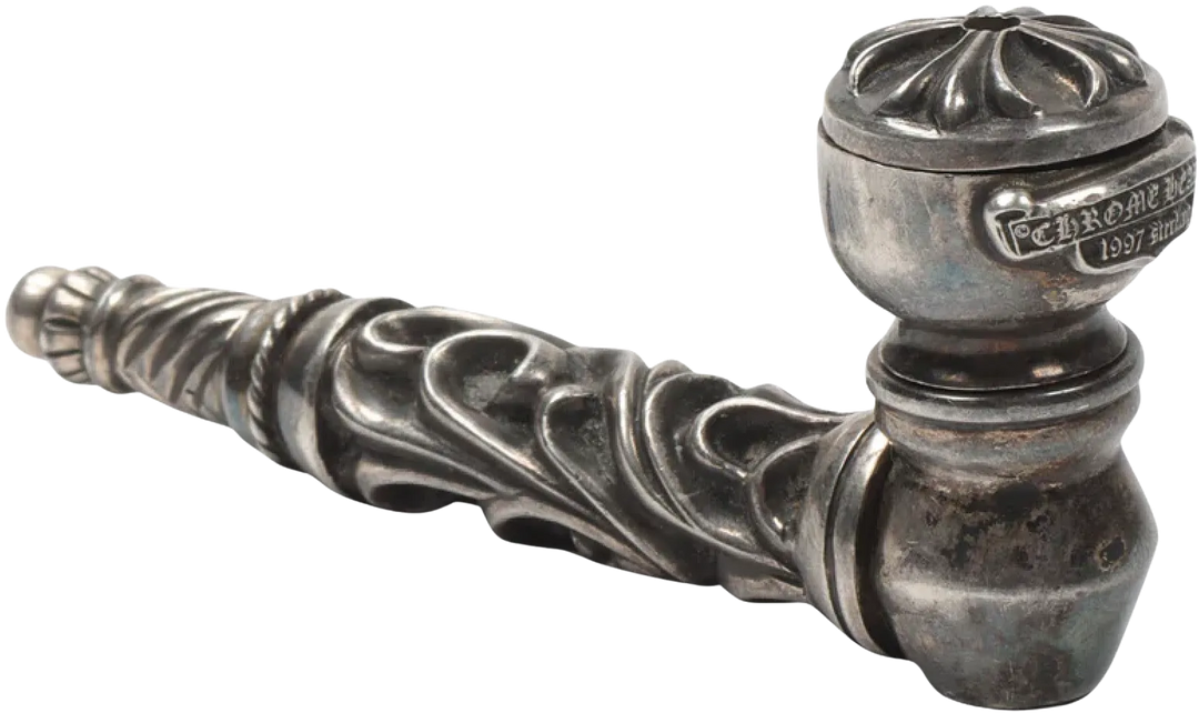 CHROME HEARTS 'FLORAL SCROLL' SILVER PIPE