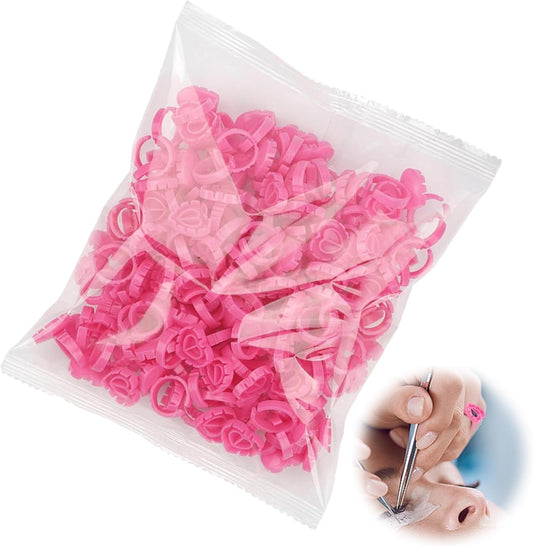 PAVIKE 100pcs Lash Glue Holder Glue Ring Lash Gluing Cup Ring Tension Glue Holder Lash Extension Supplies with Lid for Home Shop