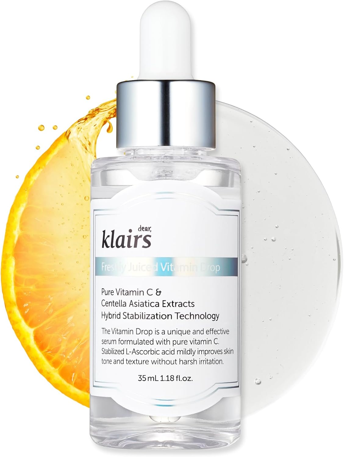 Klairs Fresh Juice Vitamin Drops, 1.2 fl oz (35 ml), Korean Cosmetics, Skin Essence, Vitamin C Serum, Home Care, Pores, Dry Skin, Moisture, Skin Care, Hypoallergenic, Cosmetics Gift
