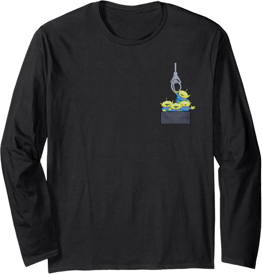 Disney Pixar Toy Story Aliens Claw Machine Pocket Camiseta de manga larga