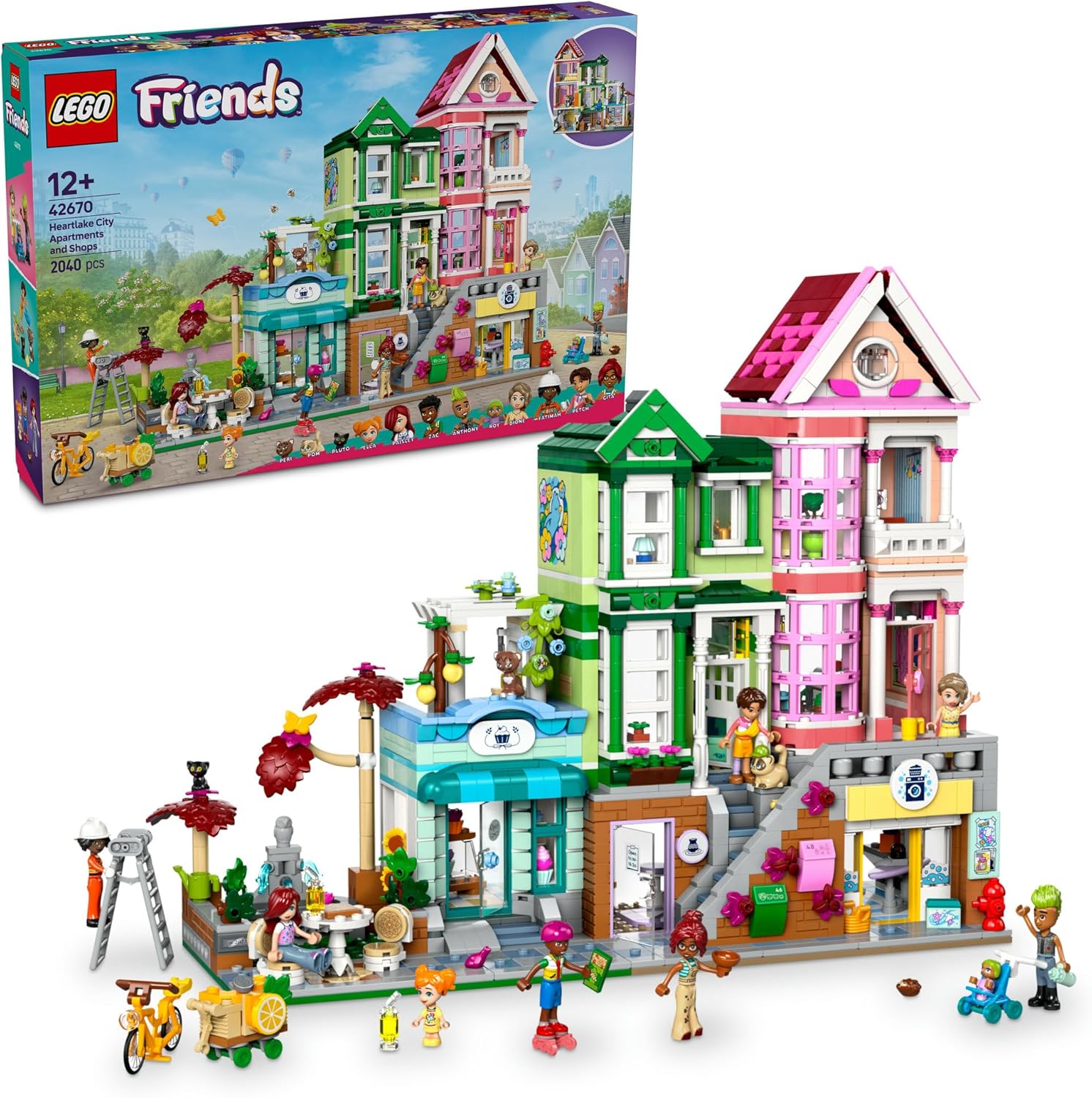 LEGO Friends 42670 Heart Lake City Apartments and Shops, Toys, Birthday Presents, Blocks, Girls, Boys, Children, 12, 13, 14, Elementary School Students, Pretend Play, Pretend Play