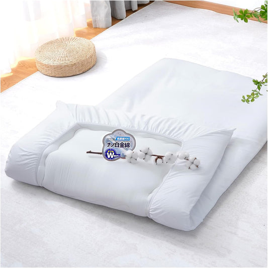 [Japan Nano Platinum x 100% Luxury Cotton] Futon Cover, Single, 100% Cotton, One-touch Sheet Cotton, High Density Twill Weave W Antibacterial Deodorant and Anti-Mite Mites Futon Cover