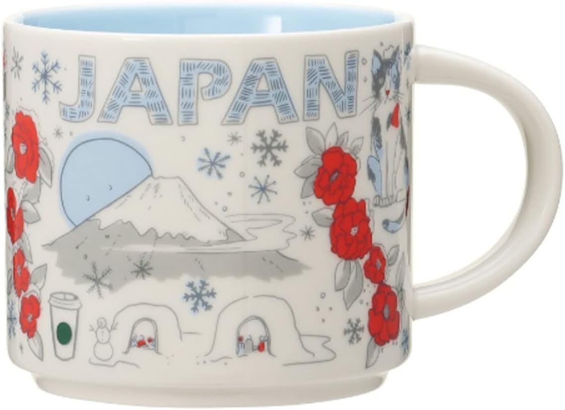 Starbucks Been There Series Mug Japan Limited Edition Winter 14.1 fl oz (414 ml) White Ceramic Gift Mug Cup Brand Present Present Cute Stylish Return Christmas Halloween Valentine's Day