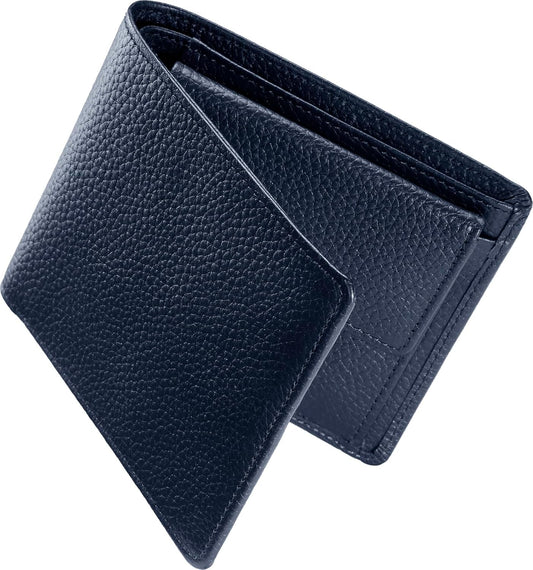 Tokyo amachi Koubou Bi-Fold Wallet, Genuine Leather, Made in Japan, Large Capacity, Bifold Card, Men's, Made in Japan, Grain Leather, Gift Box Included, navy