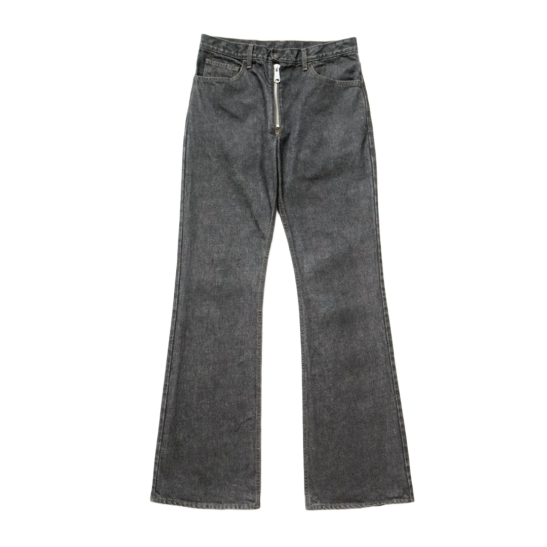 KAPITAL 'BLACK' WASHED RAT FLARE JEANS