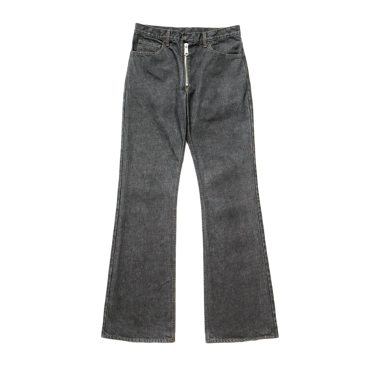 KAPITAL 'BLACK' WASHED RAT FLARE JEANS