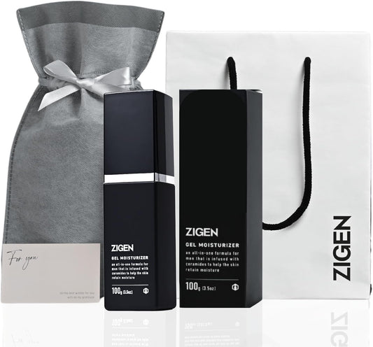 ZIGEN Men's All-in-One Gel Gift (Lotion, Serum, Milky Lotion, Cream, 4-in-1), Moisturizing, Aging Care, Skin Care, Present, Paper Bag Included