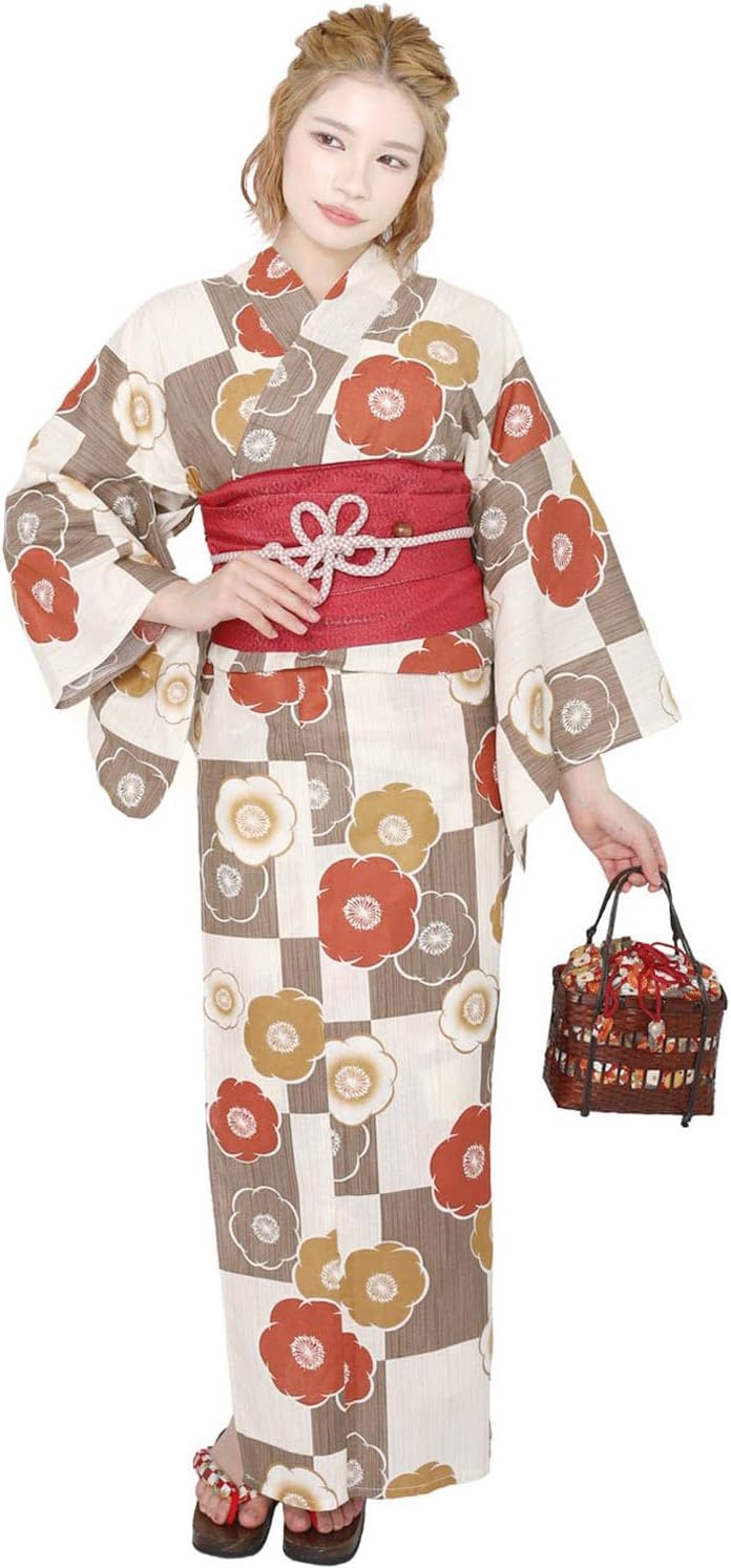 Fuuka X36 Women's Yukata, 2-Piece Set, Large Size (Waist Belt, Made in Japan)