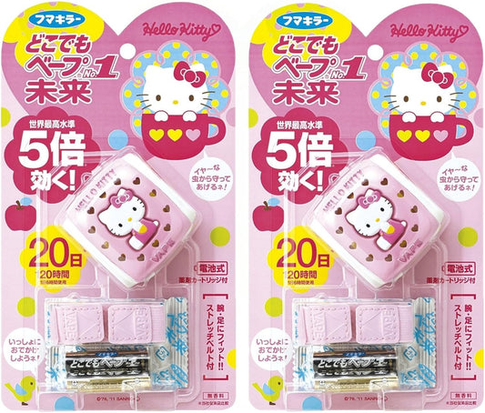 Dokodemo Vape, No.1 Mirai (Future) Insect Repellent Set, Hello Kitty, Product + Refill x 2, Bulk Purchase