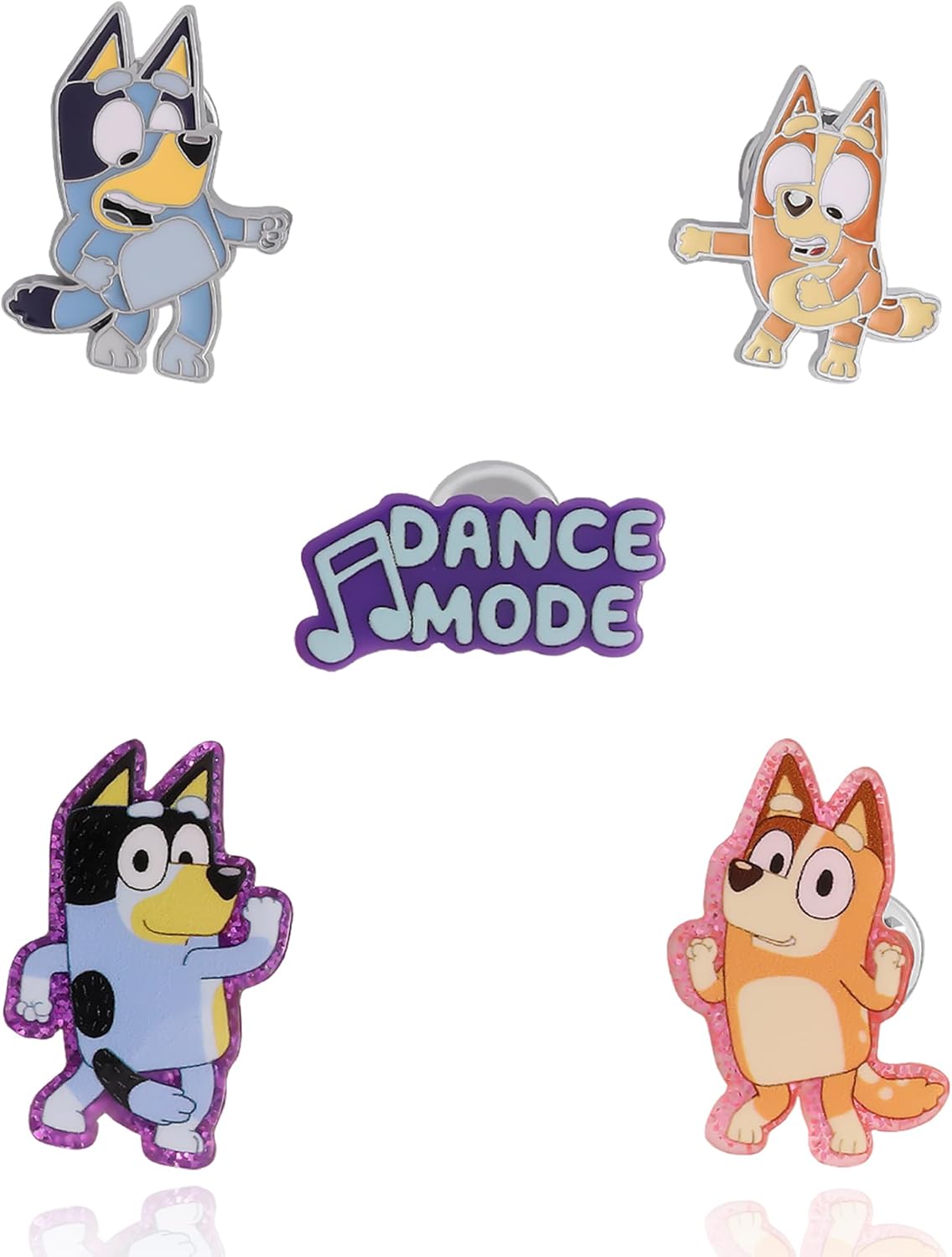 Bluey Paquete de 5 pines "Dance Mode" con licencia oficial, juego de pines para mochilas, bolsos, chaquetas
