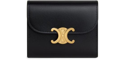 CELINE Triomphe small flap in shiny calfskin wallet - Image 1