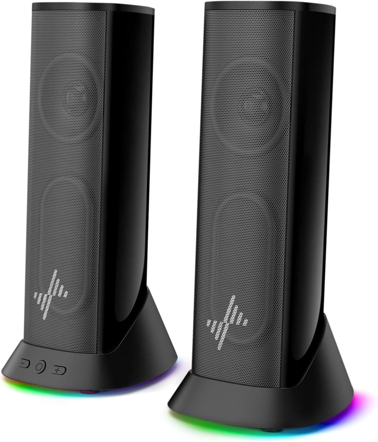 Nylavee PC Speaker for Computers, Hi-Fi Stereo, Enhanced Bass, 9 Different LED Lights, USB/Type-C Powered, 0.1 inch (3.5 mm) Wired Connection, PC Speaker, Desktop / Laptop / Monitor / PS5 / Xbox