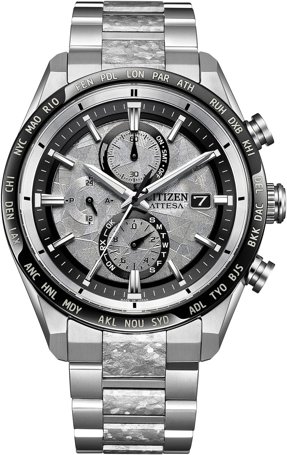 Citizen AT8284-61A Wristwatch, Atesa Limited Model, Radio Clock, Waterproof, Lightweight, Titanium, Platinum, Business, Eco-Drive, ACT Line, Silver, Radio Solar, Men's, Silver