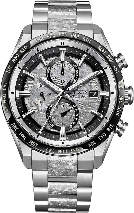 Citizen AT8284-61A Wristwatch, Atesa Limited Model, Radio Clock, Waterproof, Lightweight, Titanium, Platinum, Business, Eco-Drive, ACT Line, Silver, Radio Solar, Men's, Silver