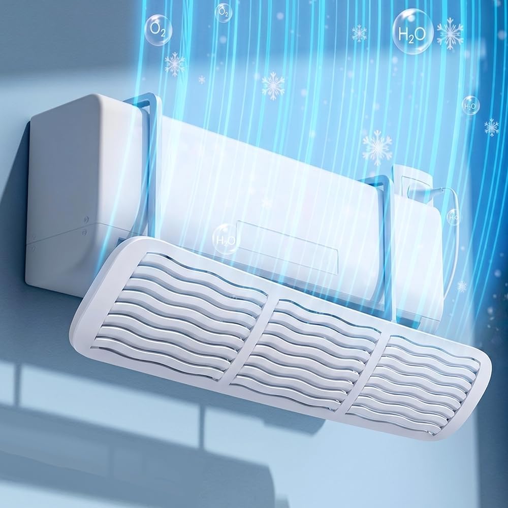 [2026 New Design, Compatible with All Models & Energy Saving] Air Conditioning Wind Protection, Direct Impact Prevention, 180° Wind Direction Adjustment, Innovative 3-Piece Windshield, Wall Mounted