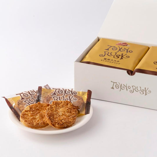 Tokyo Raku Cracker Caramel Almond Raku Crackers 16-Piece Set for a Slightly Luxurious Snack Time Slightly Crispy Bread Texture Luxurious Caramel Almond Flavor Gift Present
