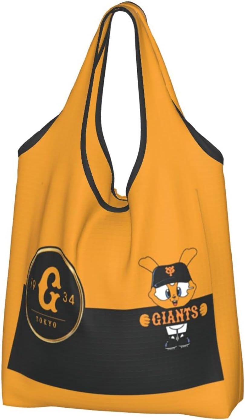 Yomiuri Giants Waterproof Eco Bag, Shopping Bag, Large Capacity, Foldable, Compact, Shopping Bag, Lightweight, Pocket Size, Convenience Store, Anime, Goods, Character, Black