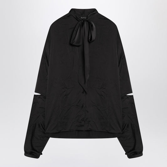 Balenciaga 弓付きのバレンシアガブラックサテンブラウス - Image 1