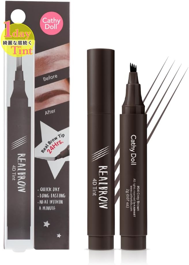 CathyDoll (Cathy Doll) (Easy 3D Eyebrows in Just 5 Seconds) 4D Real Eyebrow Tint 4 Flick Magic Brow Brush Thai Cosmetic Fork Shaped Eyebrow Tint Eyebrow Makeup Eyebrow Cosmetics Long Lasting Genuine