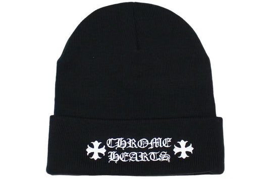CHROME HEARTS 'CROSS LOGO' BLACK BEANIE