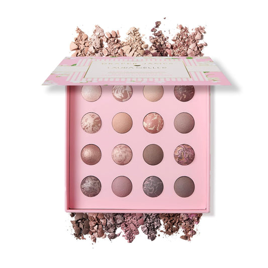 LAURA GELLER NEW YORK Paleta de sombras de ojos de mármol – 16 sombras de ojos horneadas y marmoladas multiacabado en acabados mate y satinado – Edición limitada Draper James Collaboration