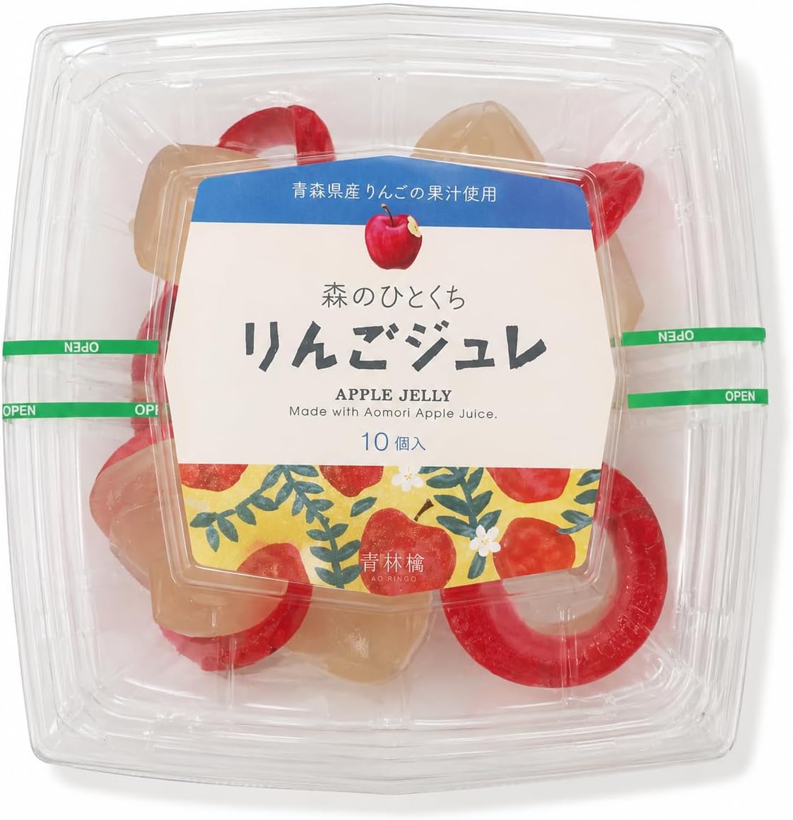 Mori no Hitokuchi Apple Jelly, 0.7 oz (21 g) x 10 Packs, Produced in Aomori Prefecture, Hitokuchi Jelly at Room Temperature