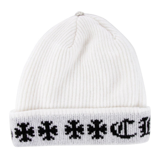 CHROME HEARTS 'BIG DADDY' WHITE CASHMERE BEANIE