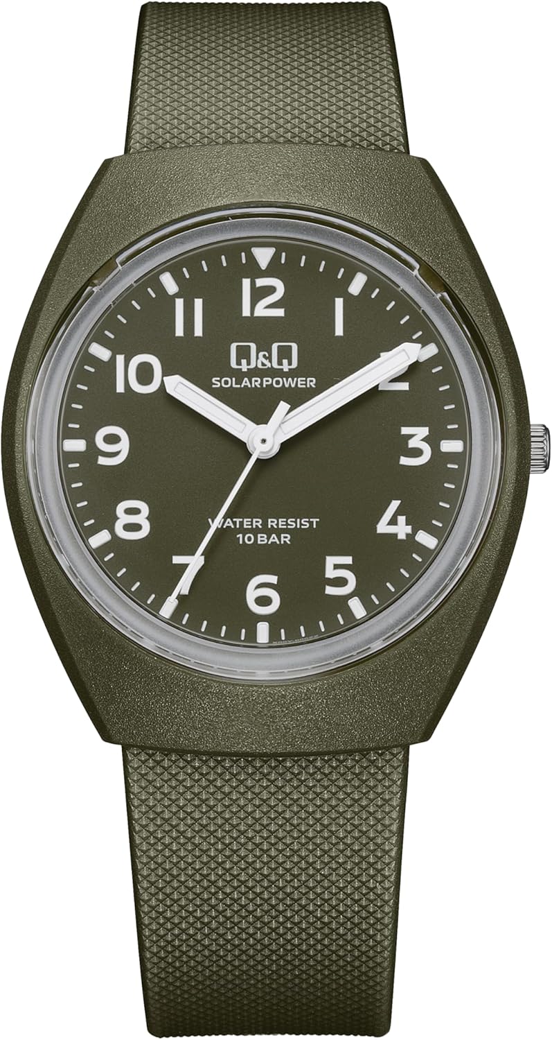 Citizen Q&Q Solar Watch, No Battery Replacement Required, 10 ATM Water-Resistant, Lightweight, Analog, E11A, Khaki, Bracelet Type