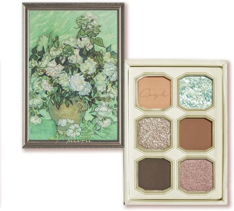 MilleFee (10 Roses) 6-Color Painting-Inspired Eyeshadow Palette, Eye Makeup Palette, Van Gogh, Green Eyeshadow