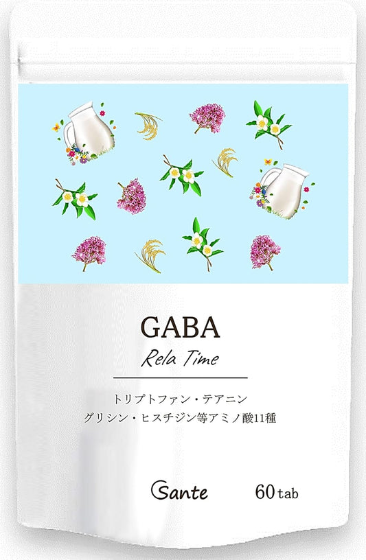 Nippon Sante Relaxing Time Supplement, Made in Japan, Additive-Free, Tryptophan, Gaba, Glycine, 11 Types, 60 Tablets