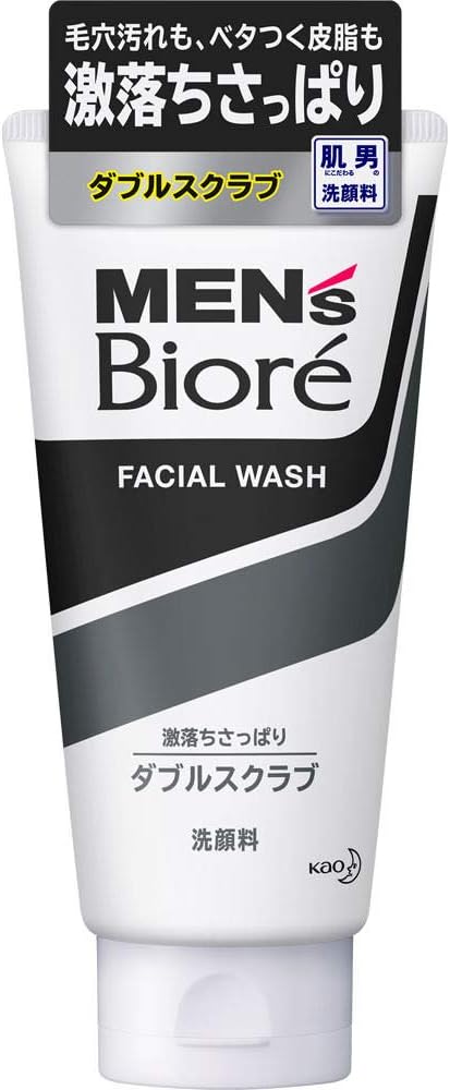 Set of 3 Men's Biore Double Scrub Face Wash, 4.6 oz (130 g)