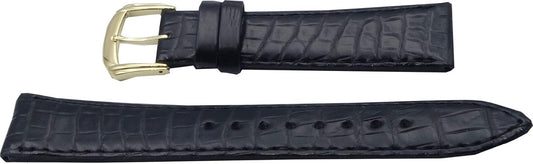 Seiko DEL1 Men's Watch Band, 0.7 inch (17 mm), Crocodile, Black, R-1