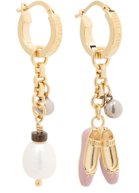 MIU MIU Bead and ballerina golden earrings - Image 1