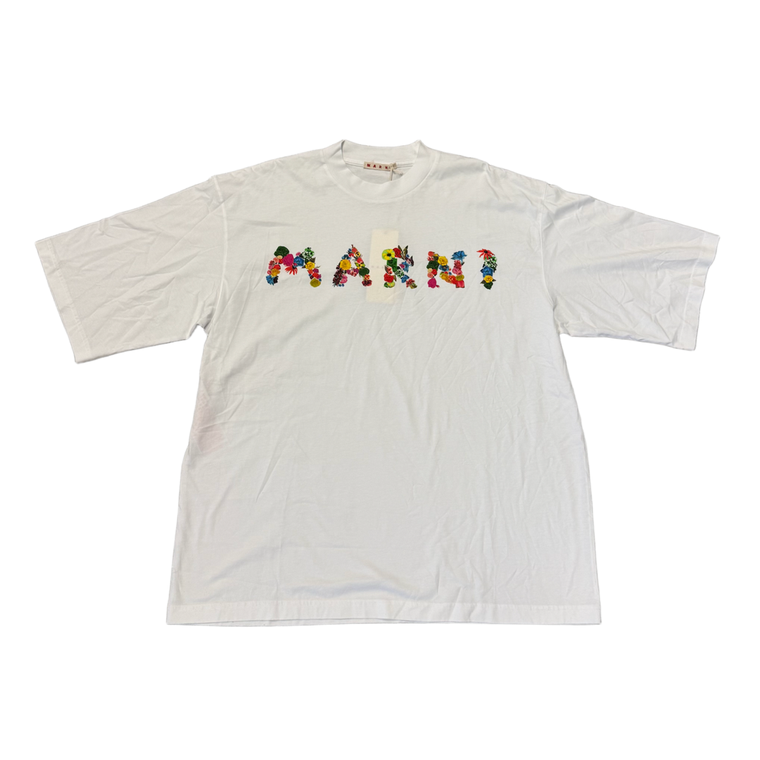 MARNI 'FLOWER LOGO' WHITE TEE