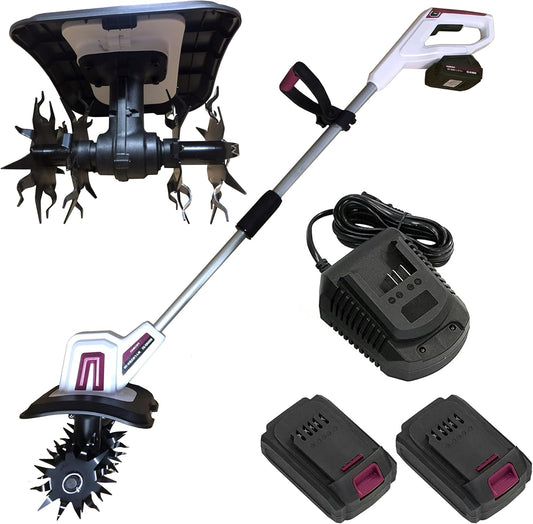 Battery 2-Piece Set 18V Rechargeable Soil Tiller CG-EKU200 Mini Cultivator Electric Strong Storage Quiet Grass Cutting Land Preparation Hand-Push Electric Cultivator Home Use Compact