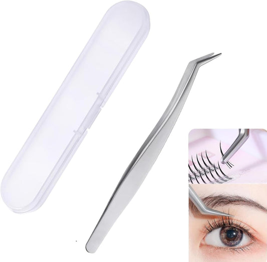 False Eyelash Tweezers Precision Tweezers Stainless Steel Tweezers Precision Fine-Fine, For Work, Storage Case Included, Total Length 5.1 inches (130 mm)