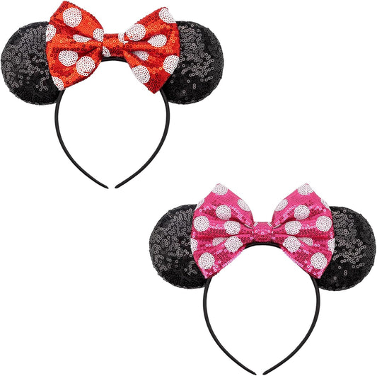DRESHOW Mouse Ears Bow Headbands Sequins Party Decoration Cosplay Costume for Women