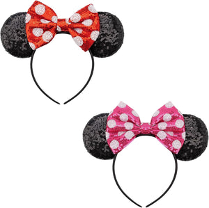 DRESHOW Mouse Ears Bow Headbands Sequins Party Decoration Cosplay Costume for Women