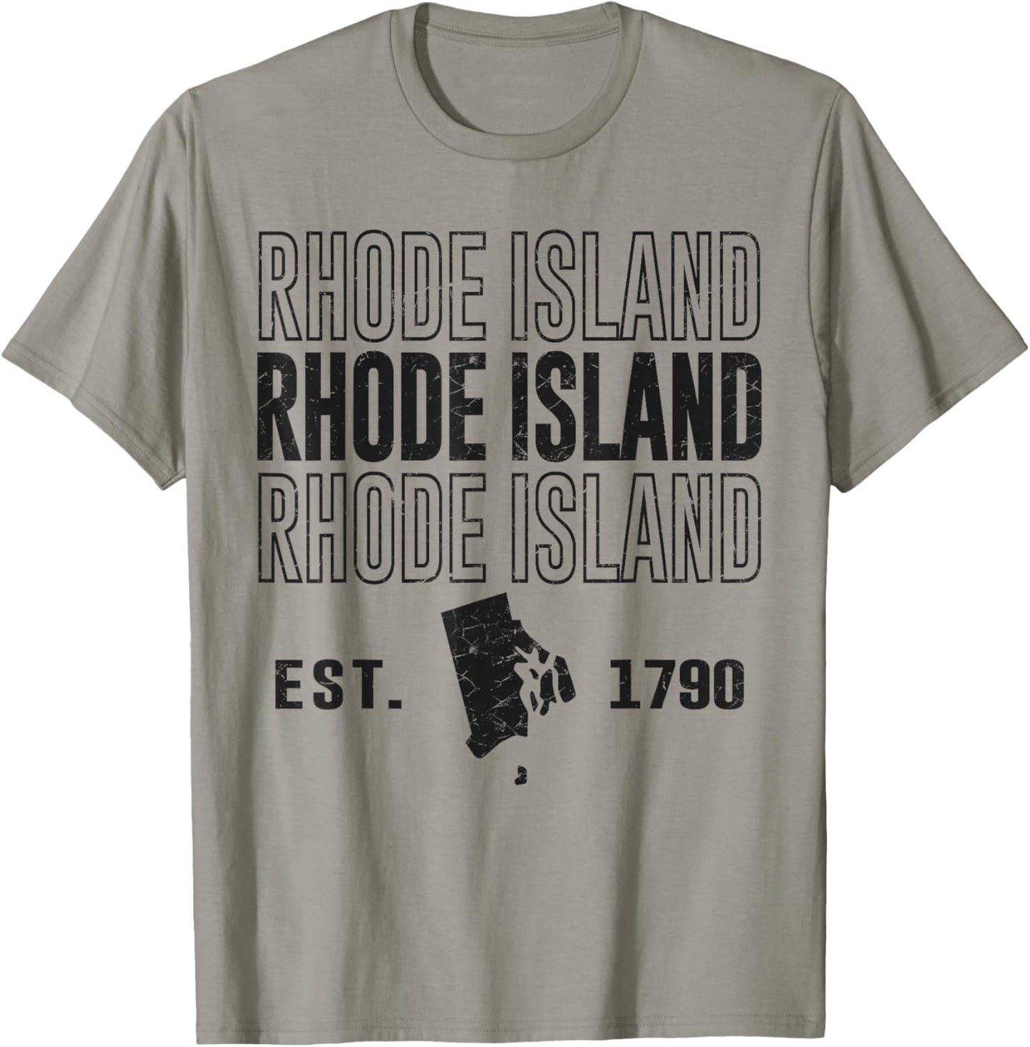 Camiseta vintage de Rhode Island Est. 1790 con orgullo de Rhode Island, Gris