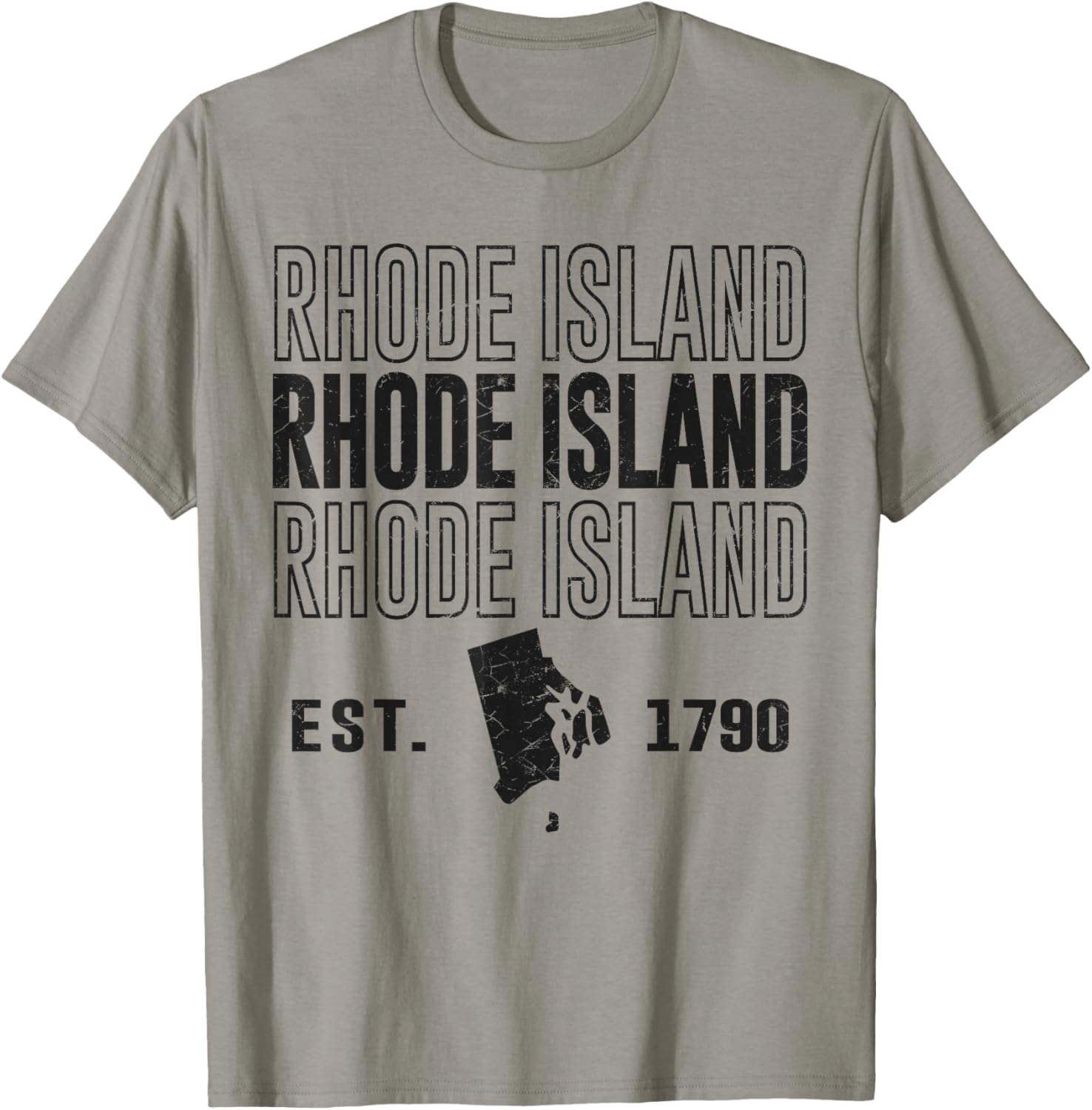 Camiseta vintage de Rhode Island Est. 1790 con orgullo de Rhode Island, Gris