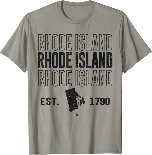 Camiseta vintage de Rhode Island Est. 1790 con orgullo de Rhode Island, Gris