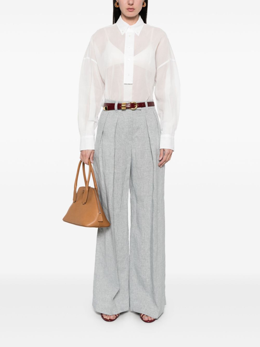 Brunello Cucinelli Linenワイドレッグズボン - Image 1
