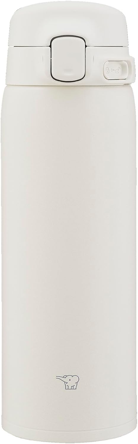 Zojirushi SU-BA48-WM Water Bottle, 16.2 fl oz (480 ml), Easy to Clean, Dishwasher Safe, Seamless Stopper, Only 2 Pieces, Lightweight & Compact, Cold & Heat Retention, One-touch Mug, Cocoon White