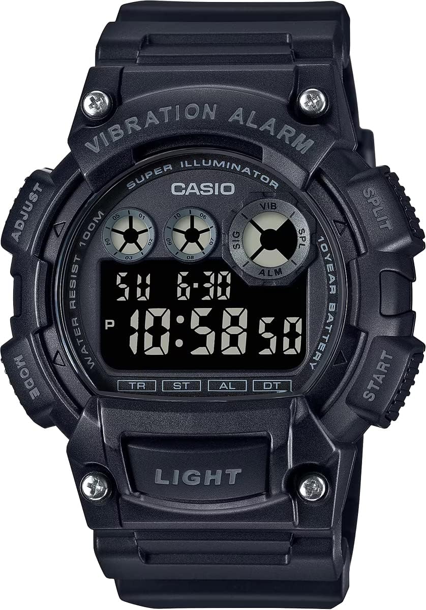 Casio W-735 Series Standard Digital Men's Wristwatch, Equipped with Vibration Function, Genuine Box, Overseas Model, Black/Reverse LCD W-735H-1BV, Sporty