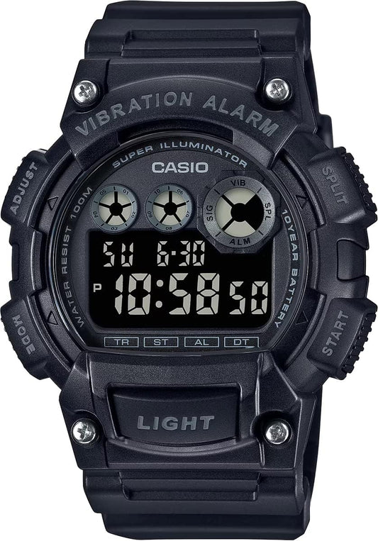 Casio W-735 Series Standard Digital Men's Wristwatch, Equipped with Vibration Function, Genuine Box, Overseas Model, Black/Reverse LCD W-735H-1BV, Sporty